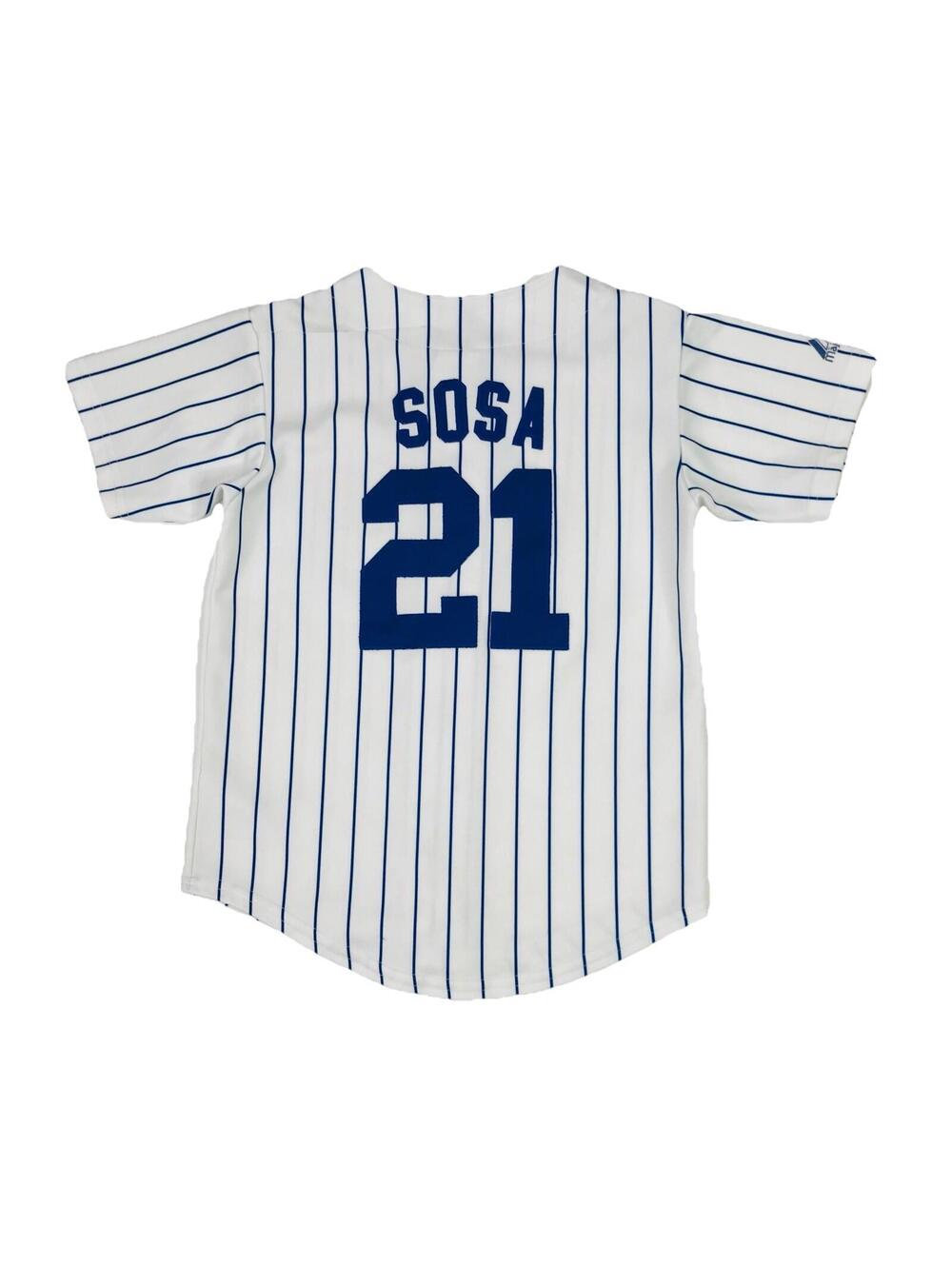 Sammy Sosa Chicago Cubs Jersey Youth Small S Pinstripe Majestic USA Vintage MLB